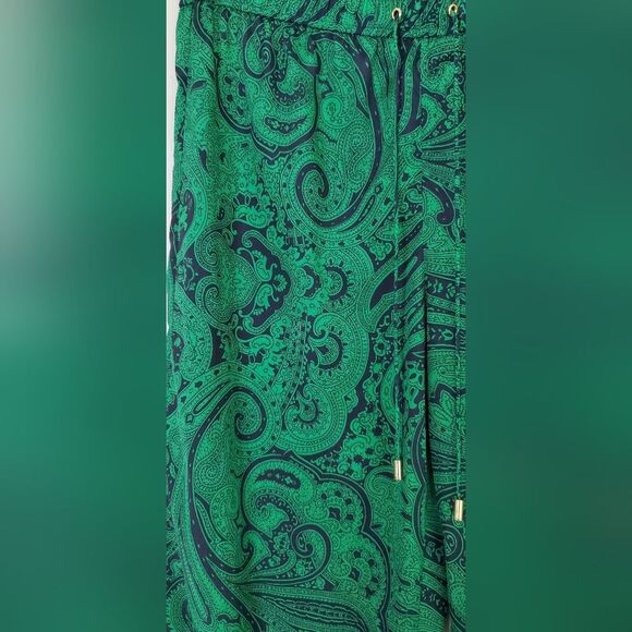 Michael Kors Casual Green Paisley Polyester Beach Lovers Pants Size 12 - Picture 7 of 10